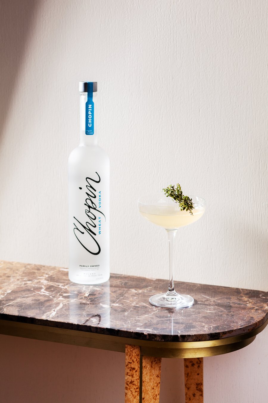 A bottle of Chopin Wheat Vodka
