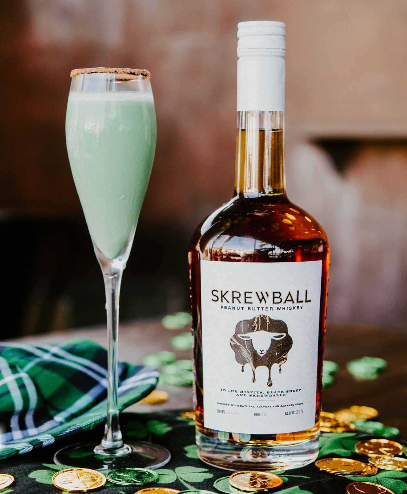 Mint Chocolate Skrew, cocktail and bottle