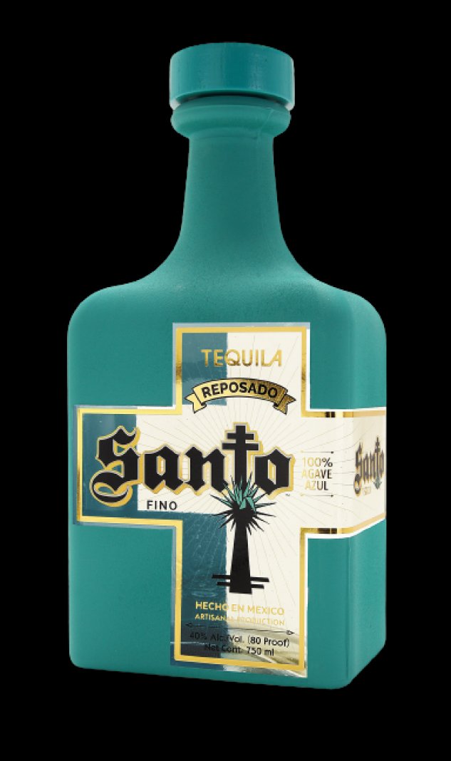Bottle shot of santo tequila reposado