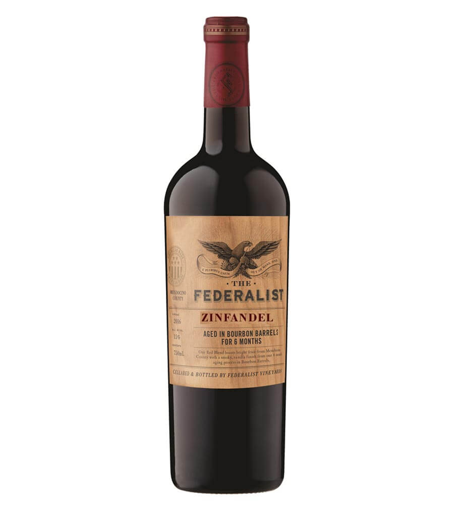 2016 The Federalist Bourbon Barrel Aged Zinfandel, bottle on white