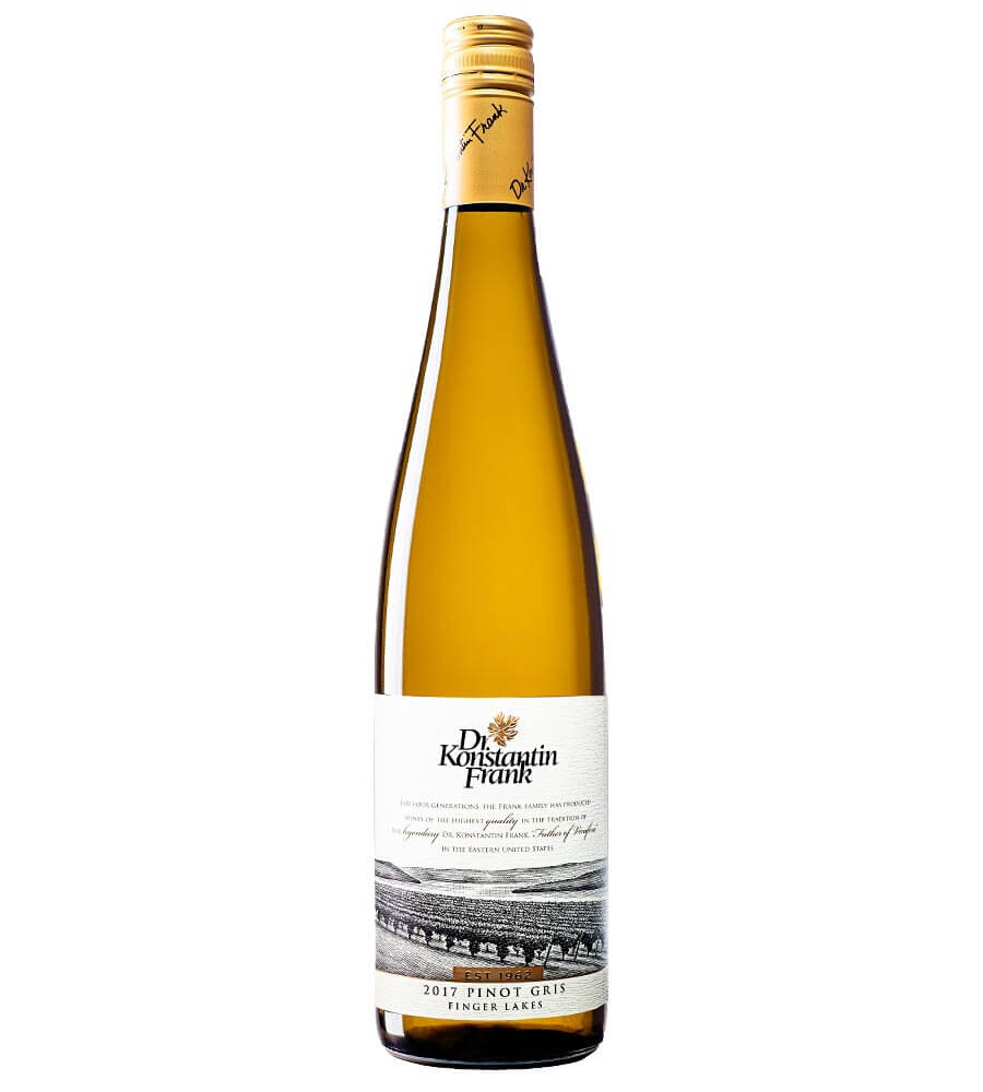 2017 Dr. Konstantin Frank Pinot Gris, bottle on white