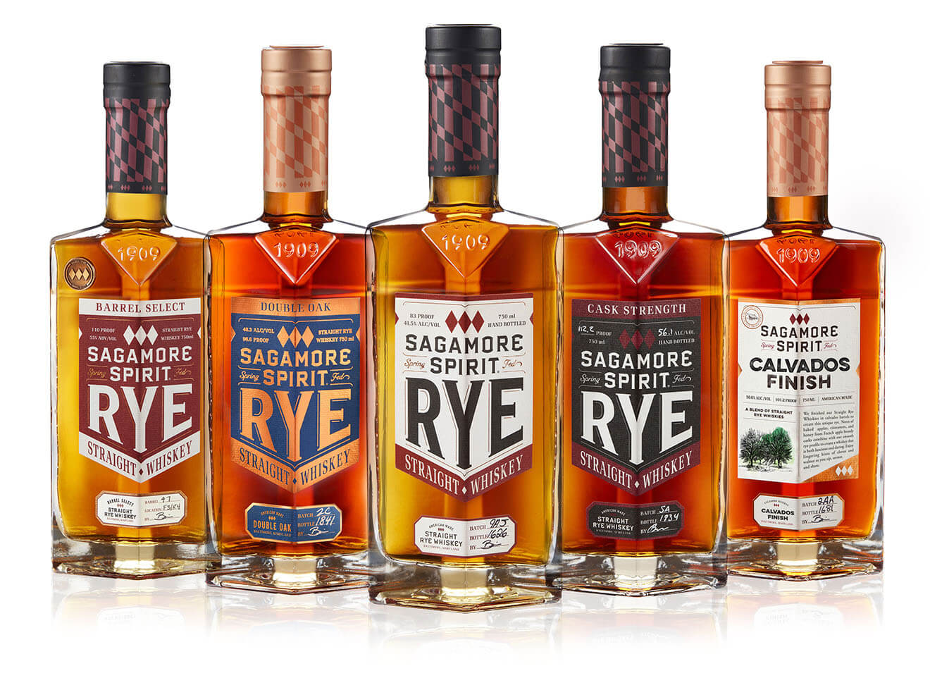 2020 Sagamore Spirit Family Bottle Lineup, bottles on white