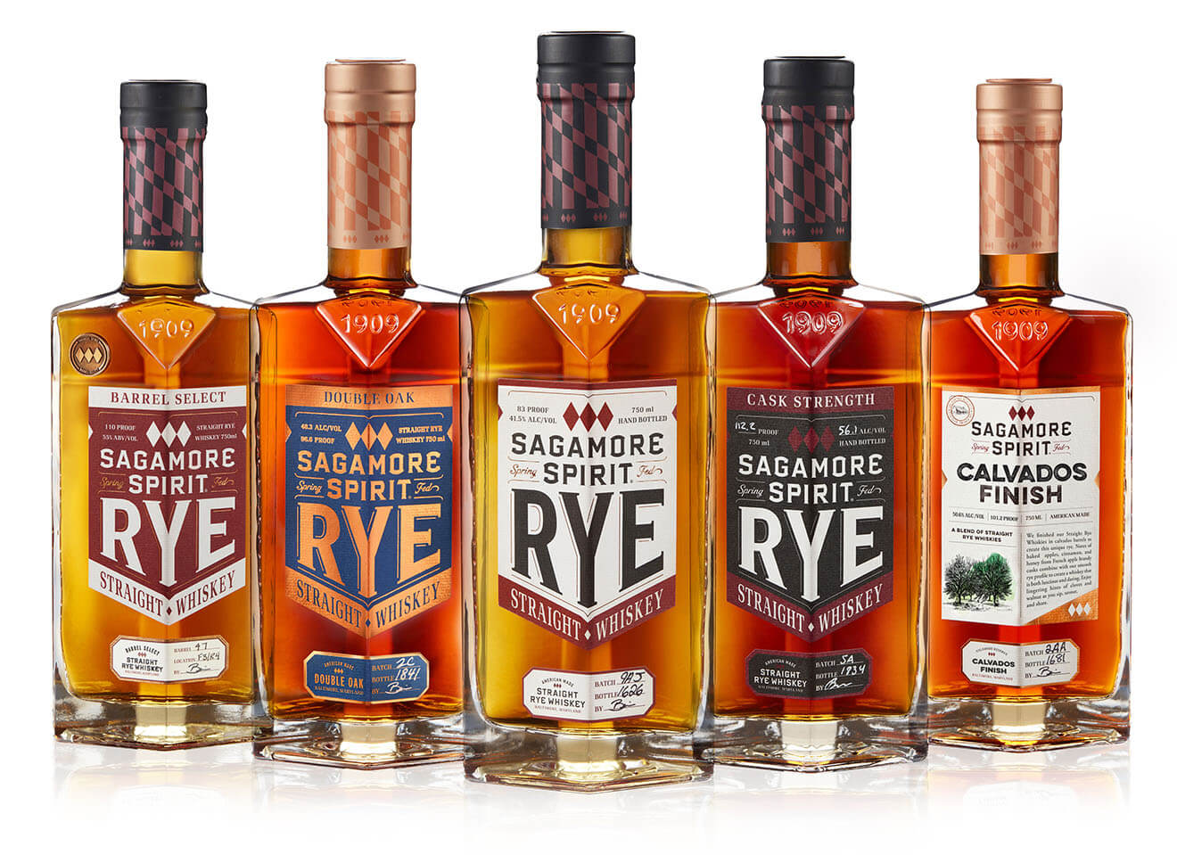 2020 Sagamore Family Bottle Lineup, bottles on white