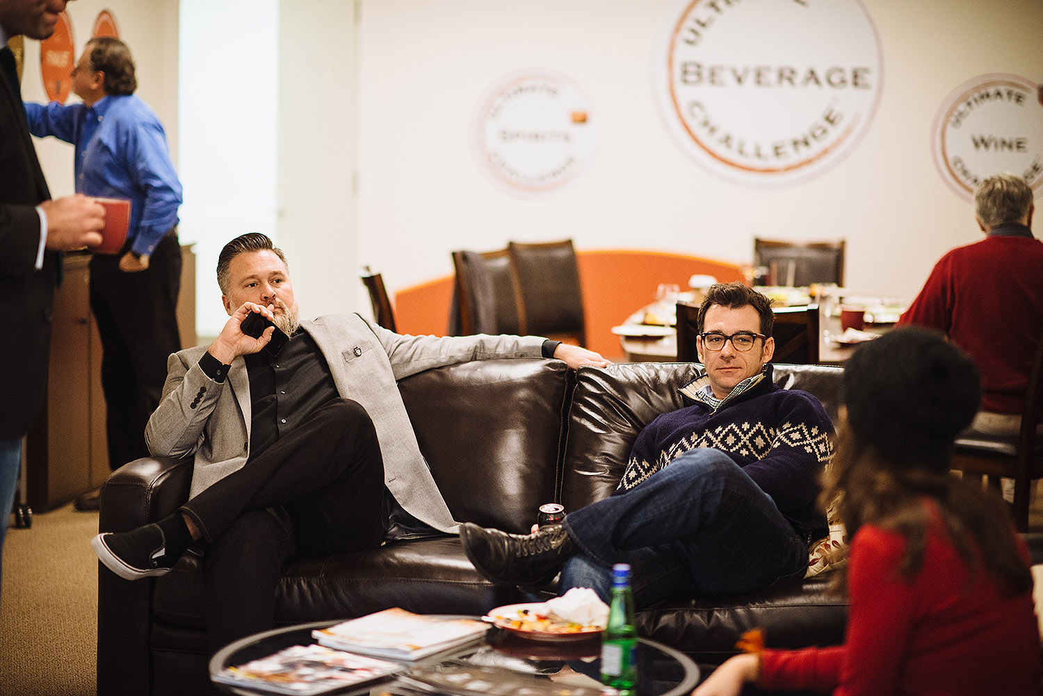 Taking a break between judging rounds in the lounge at UBC HQ.