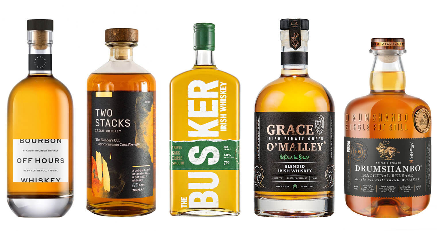 5 Whiskies to Try, bottle varieties on white, featured image