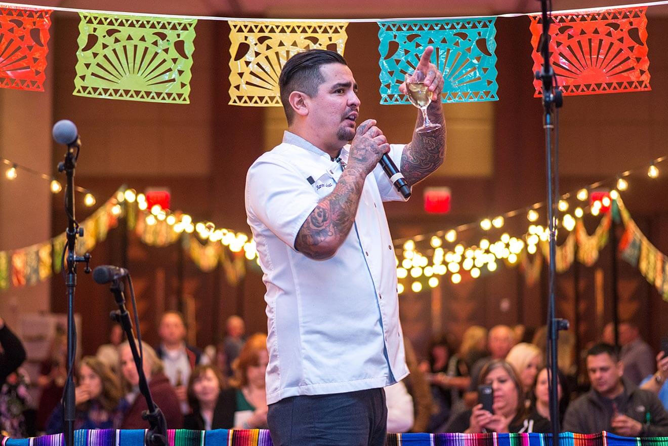 Aaron Sanchez Toasting Onstage