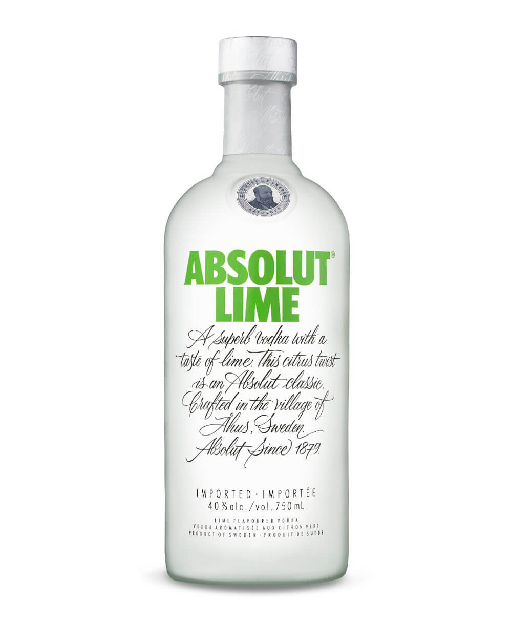 Absolut Lime, bottle on white