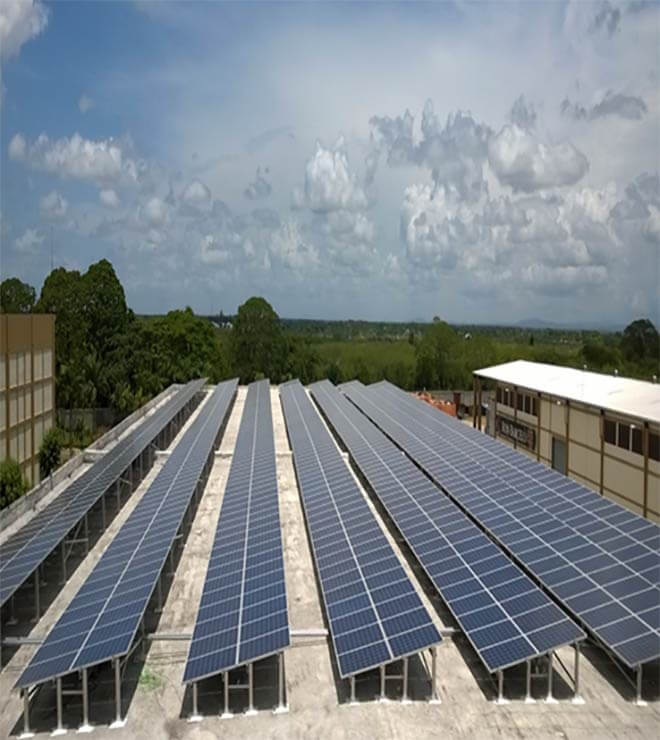 Solar panels at Alcoholes Finos Dominicanos distillery