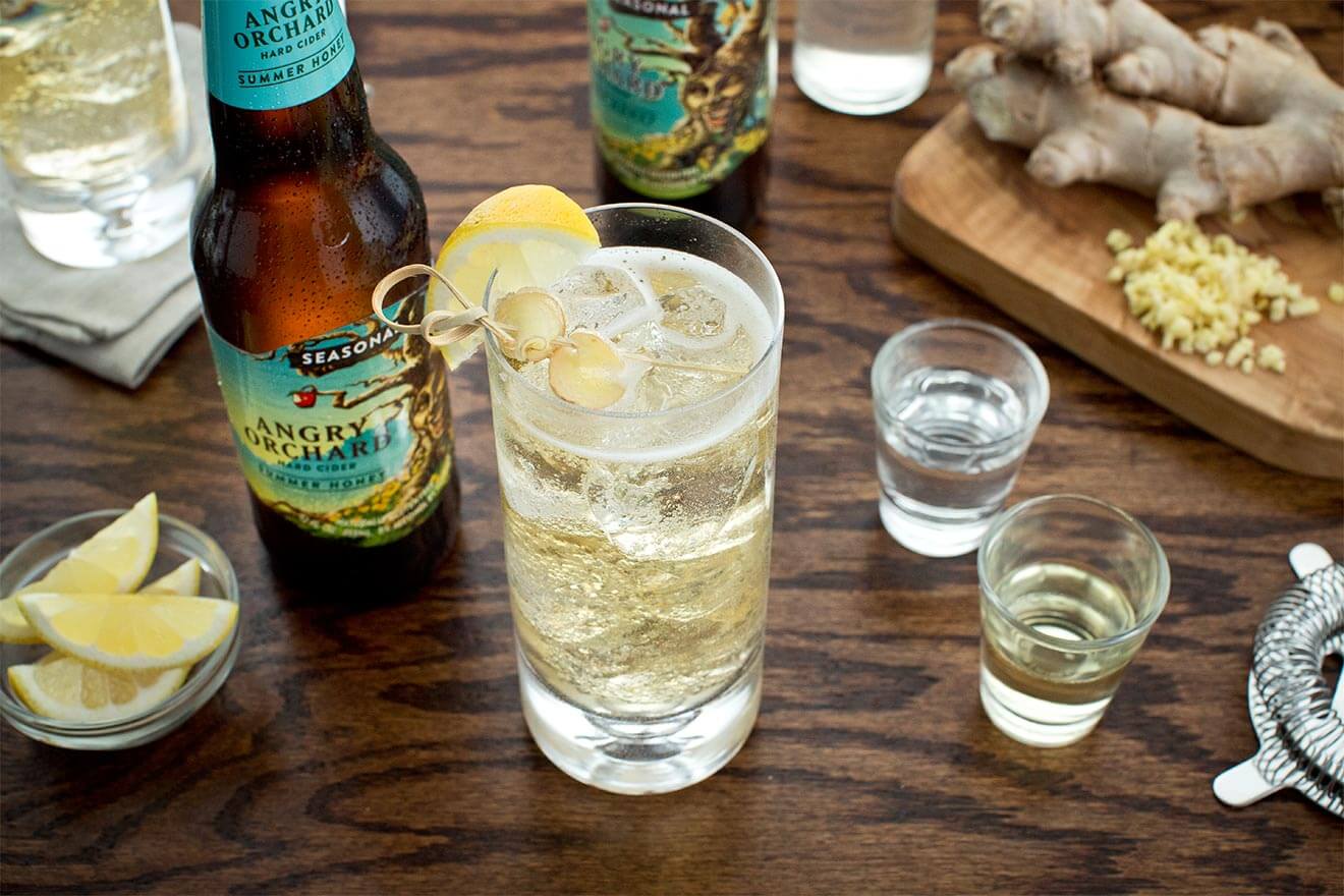 Angry Honey Bee cocktail made with angry orchard hard cider, cocktails