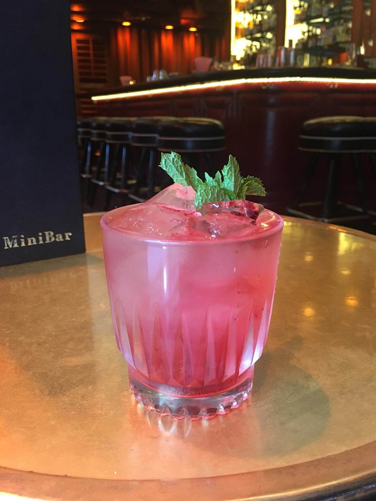 Anne's Warp Whistle cocktail with garnish on table