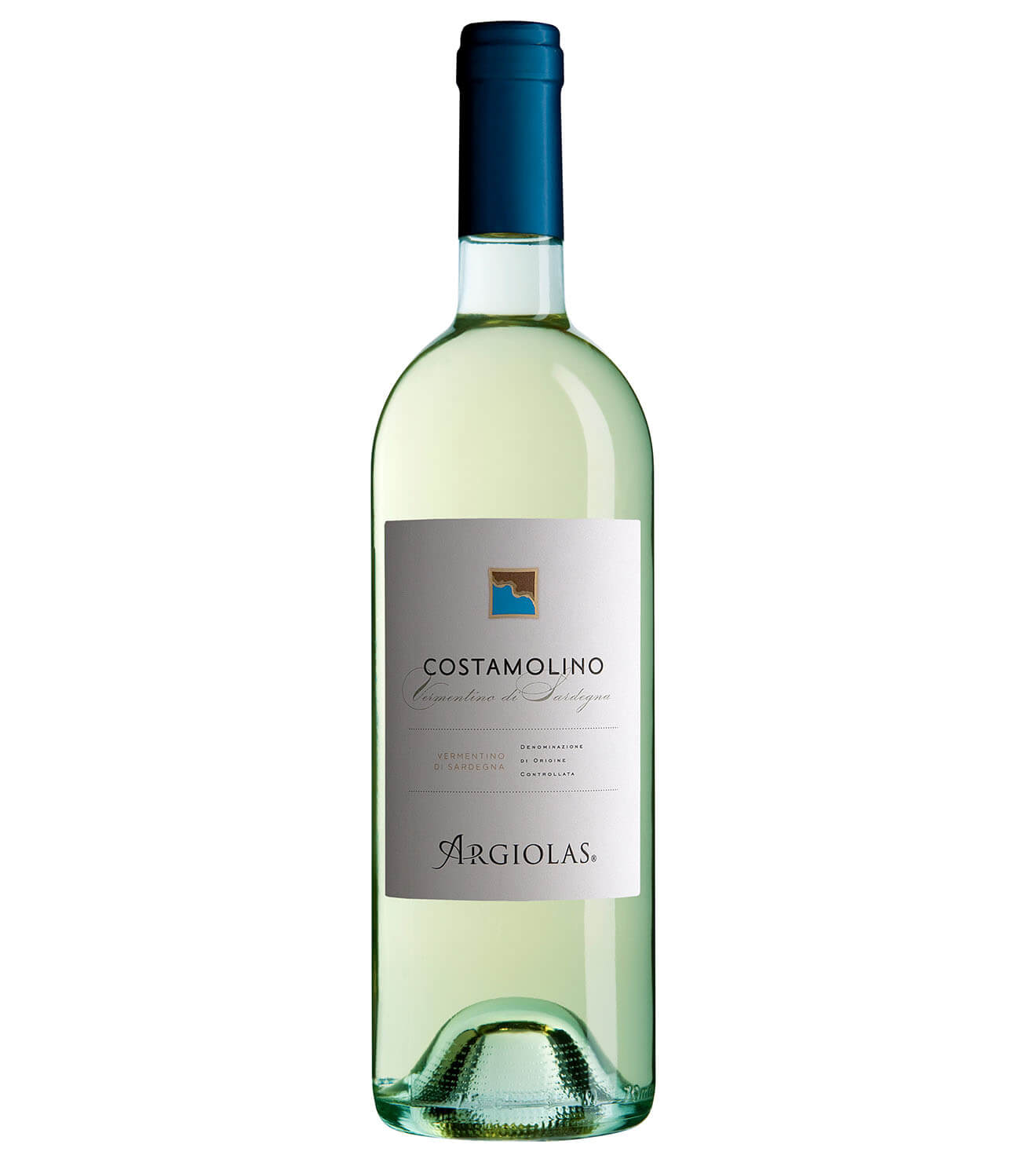 Argiolas "Costamolino" Vermentino di Sardegna, bottle on white