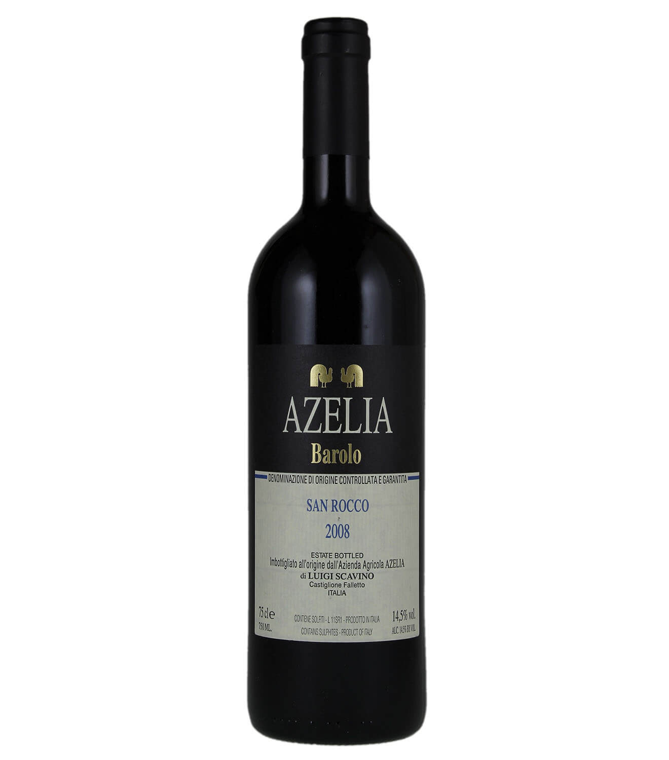 Azelia Barolo San Rocco 2008, bottle on white