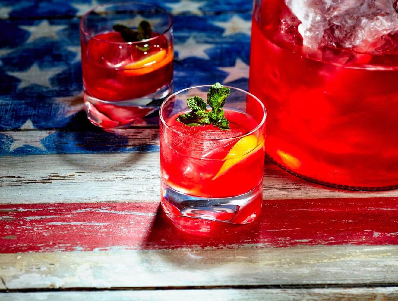 Red rum punch cocktail