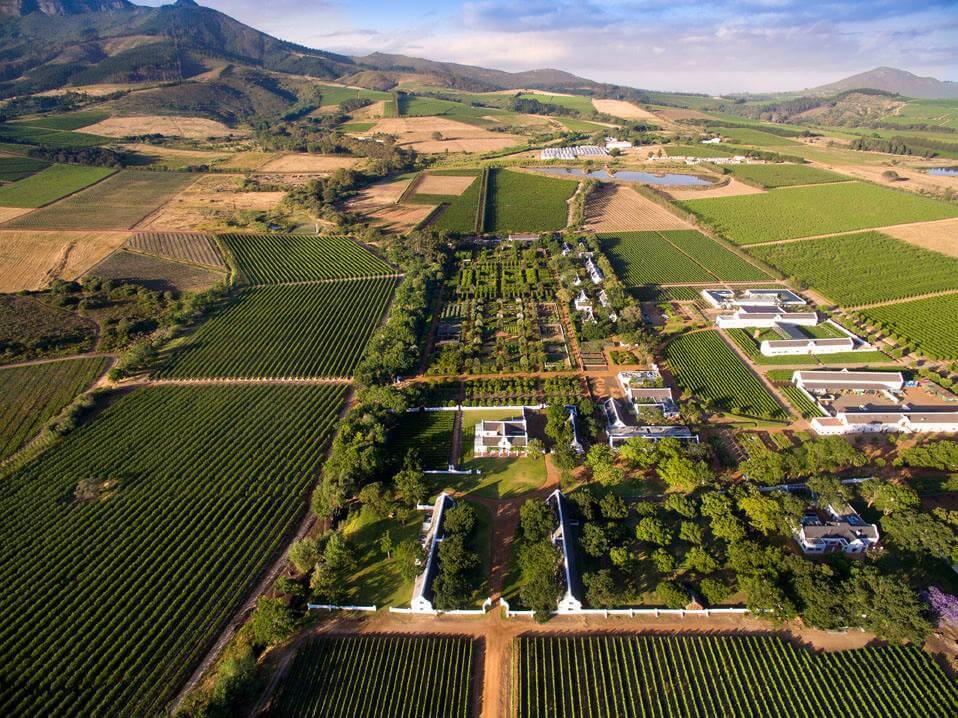 Babylonstoren, overhead view of property and vineyards