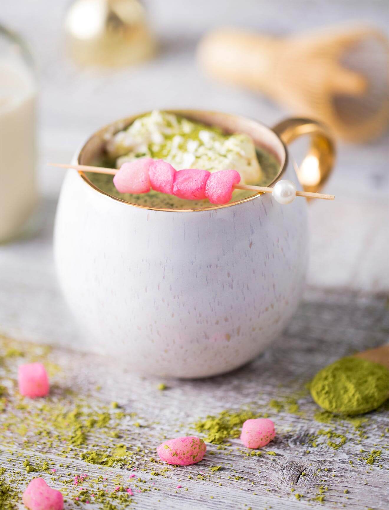 Matcha Hot Chocolate, with marshmallows