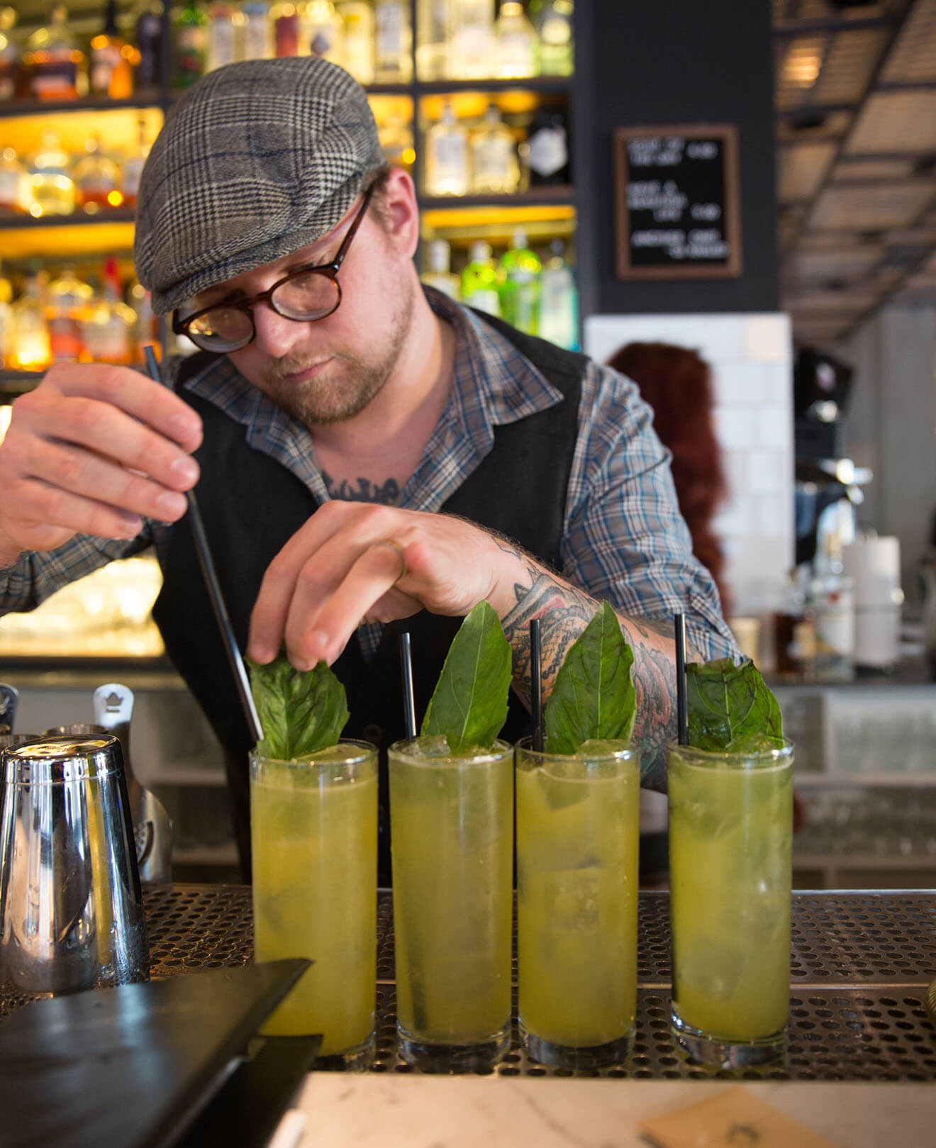 Bartender Garnishing Drink