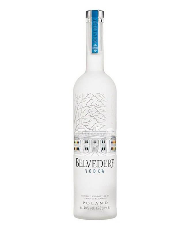 Belvedere Vodka in its iconic bottle, from Polmos Zyrardów distillery.