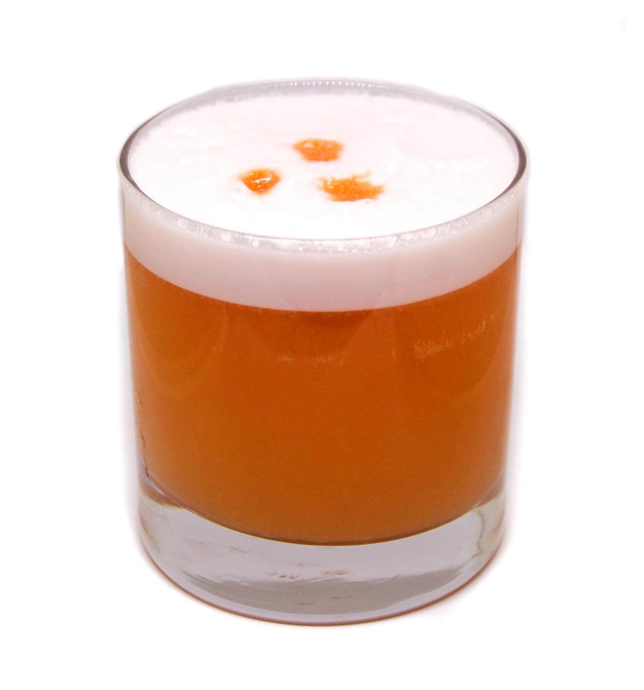 Blueberry Pisco Sour, cocktail on white