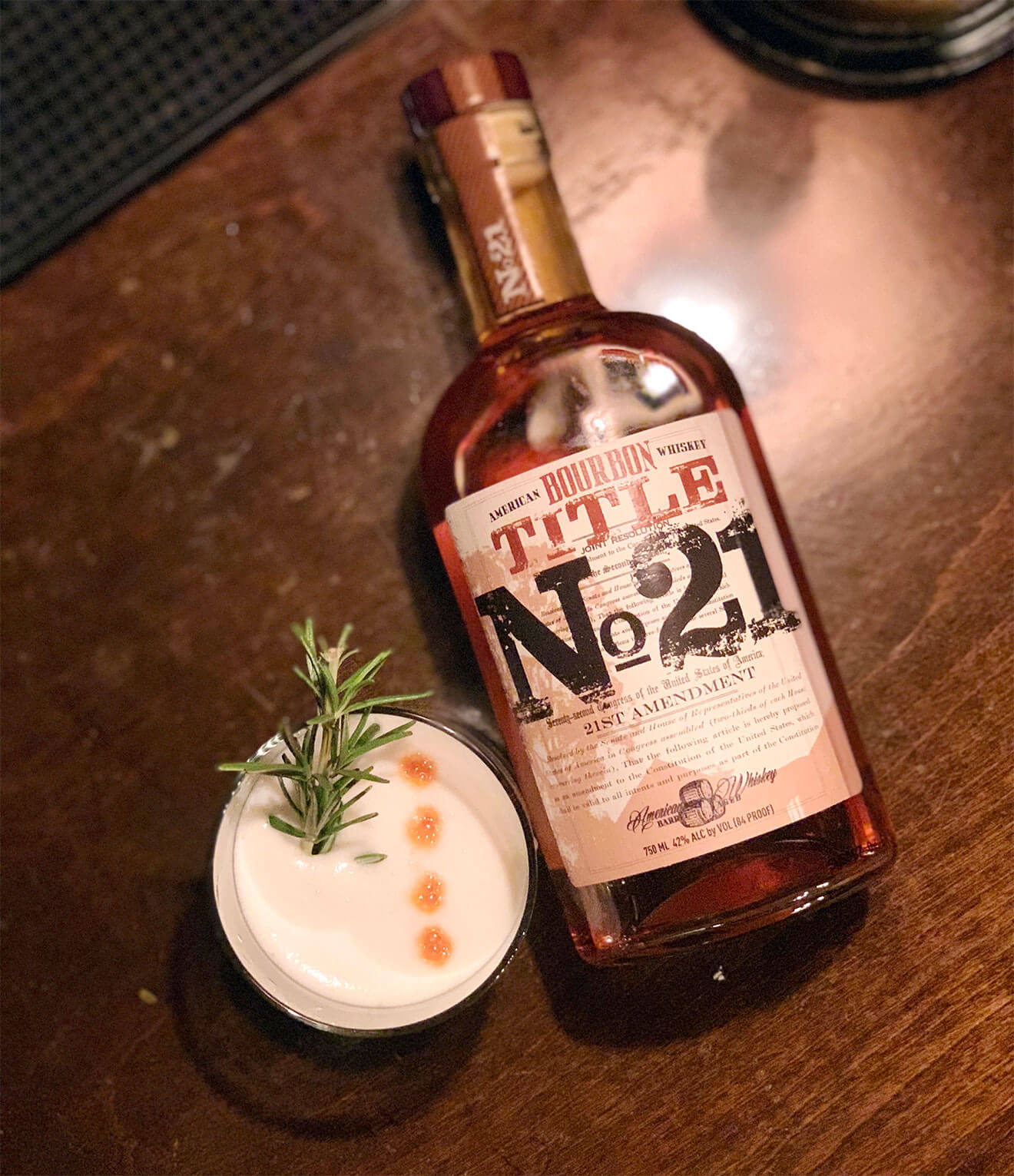 Bourbon Sour, cocktail and bottle