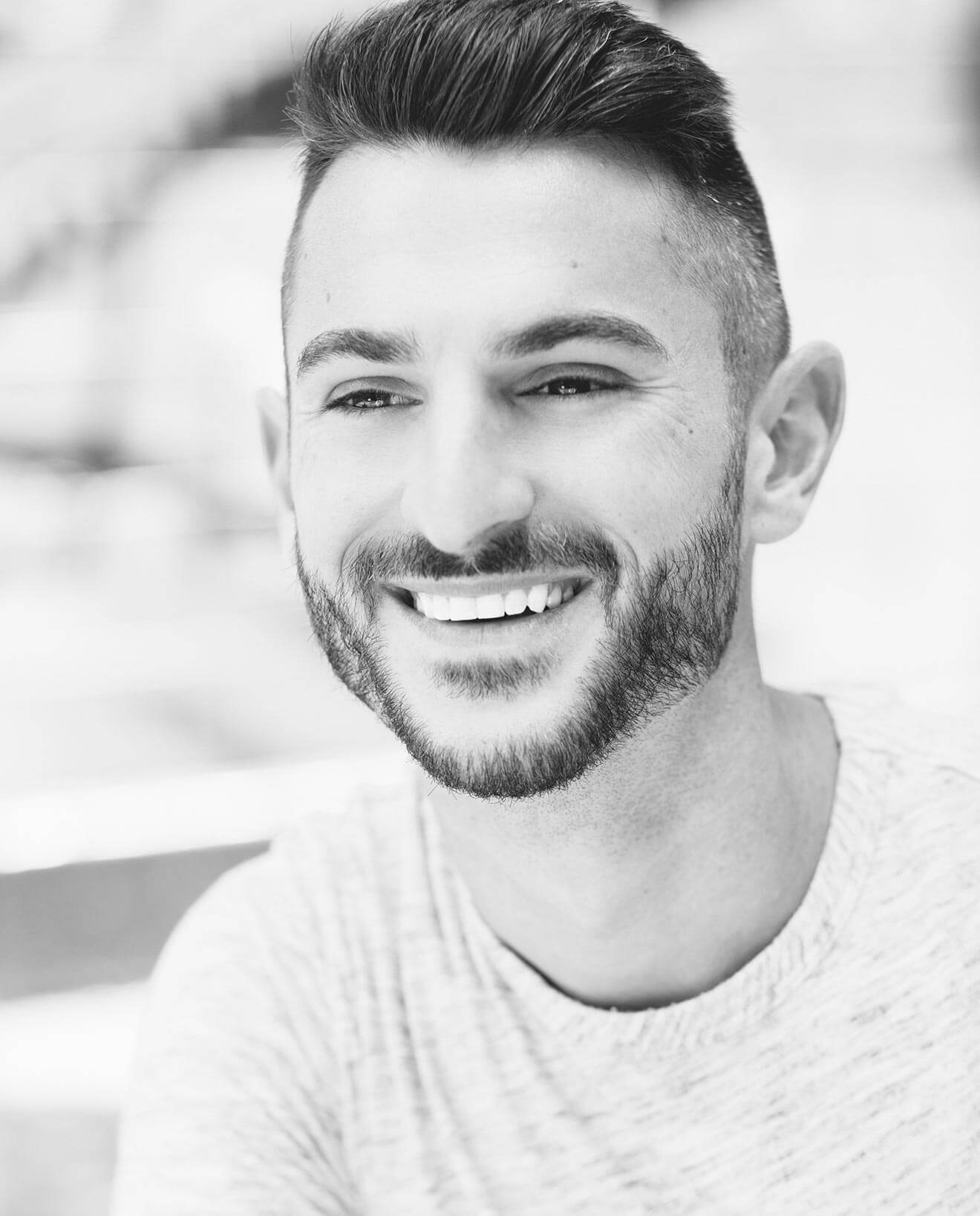 Brad Carnation, black and white portrait