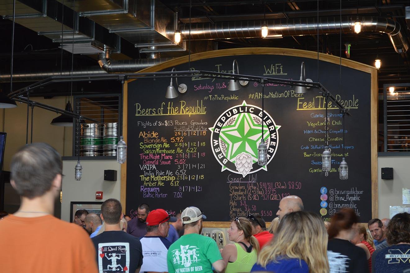 Brew Republic Bierwerks, craft beer chalkboard menu