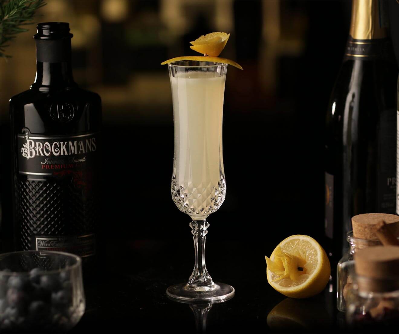 Brockmans 75 cocktail