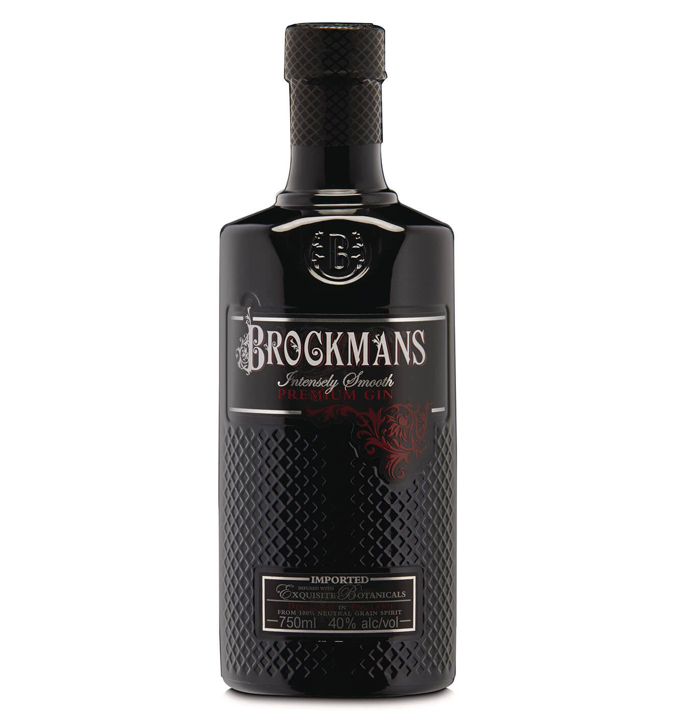 Brockmans Gin Wins Platinum, bottle on white