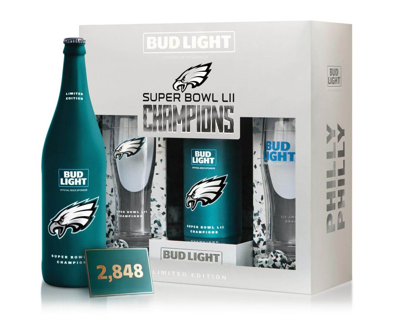 "Philly Philly" Limited Edition Commemorative Pack, bottle and package on white
