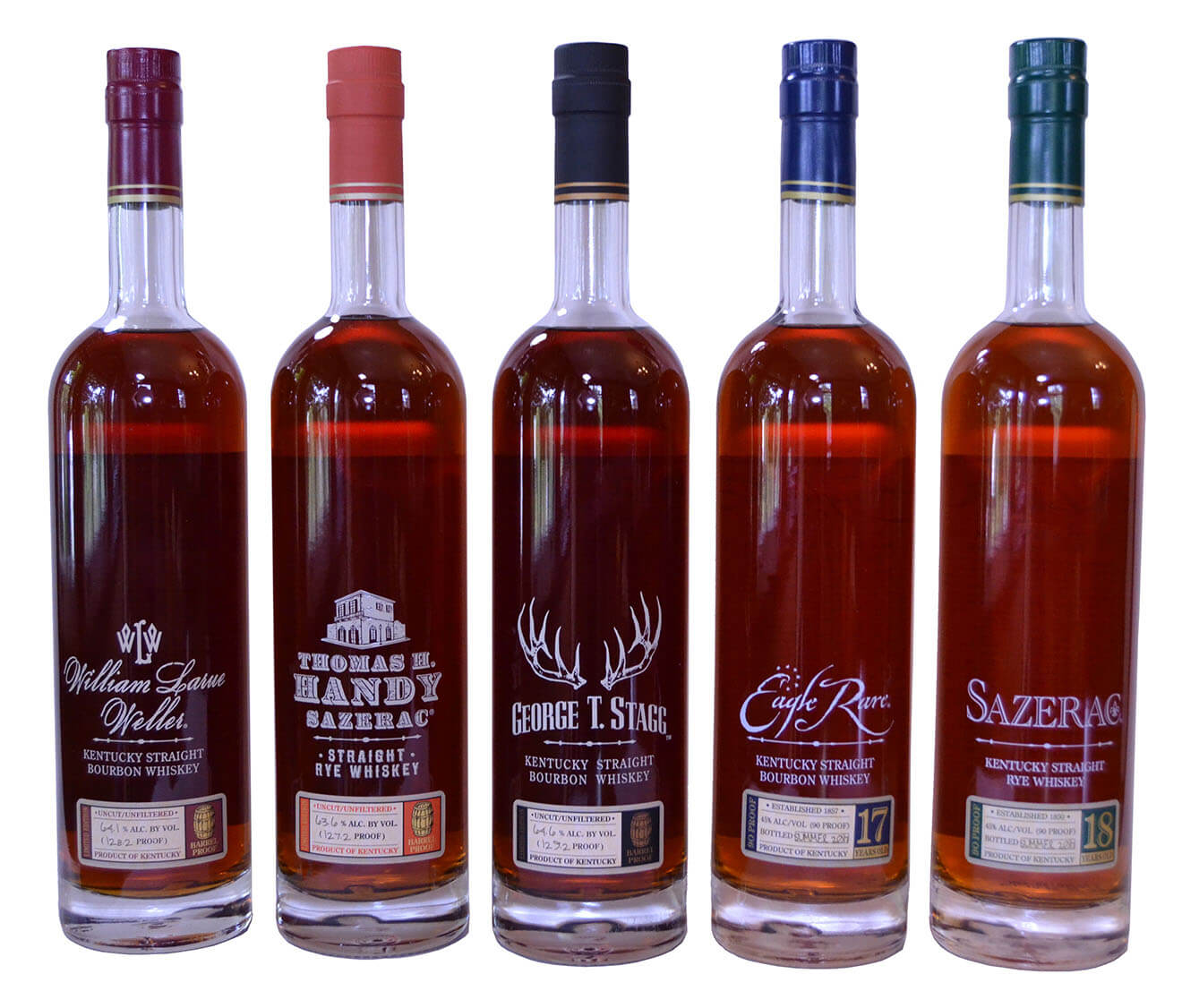Buffalo Trace Antique Collection, bottles on white