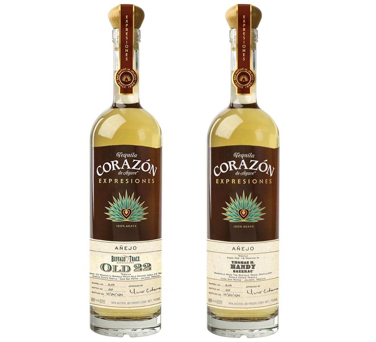 Corazón Tequila Expresiones del Corazón, bottles on white