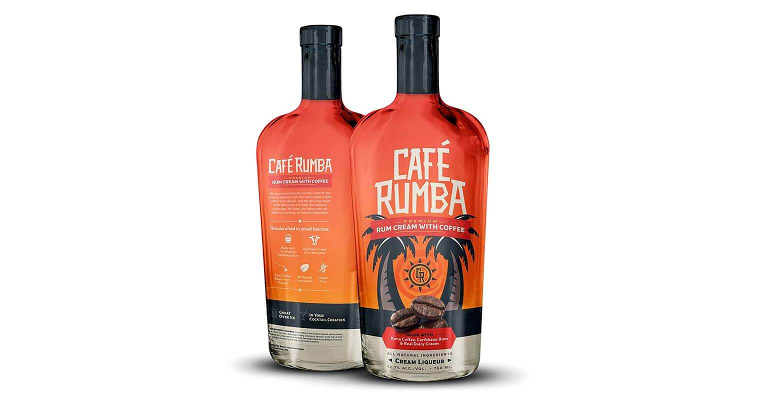 Café Rumba Rum Cream with Coffee, bottles on white, featured image