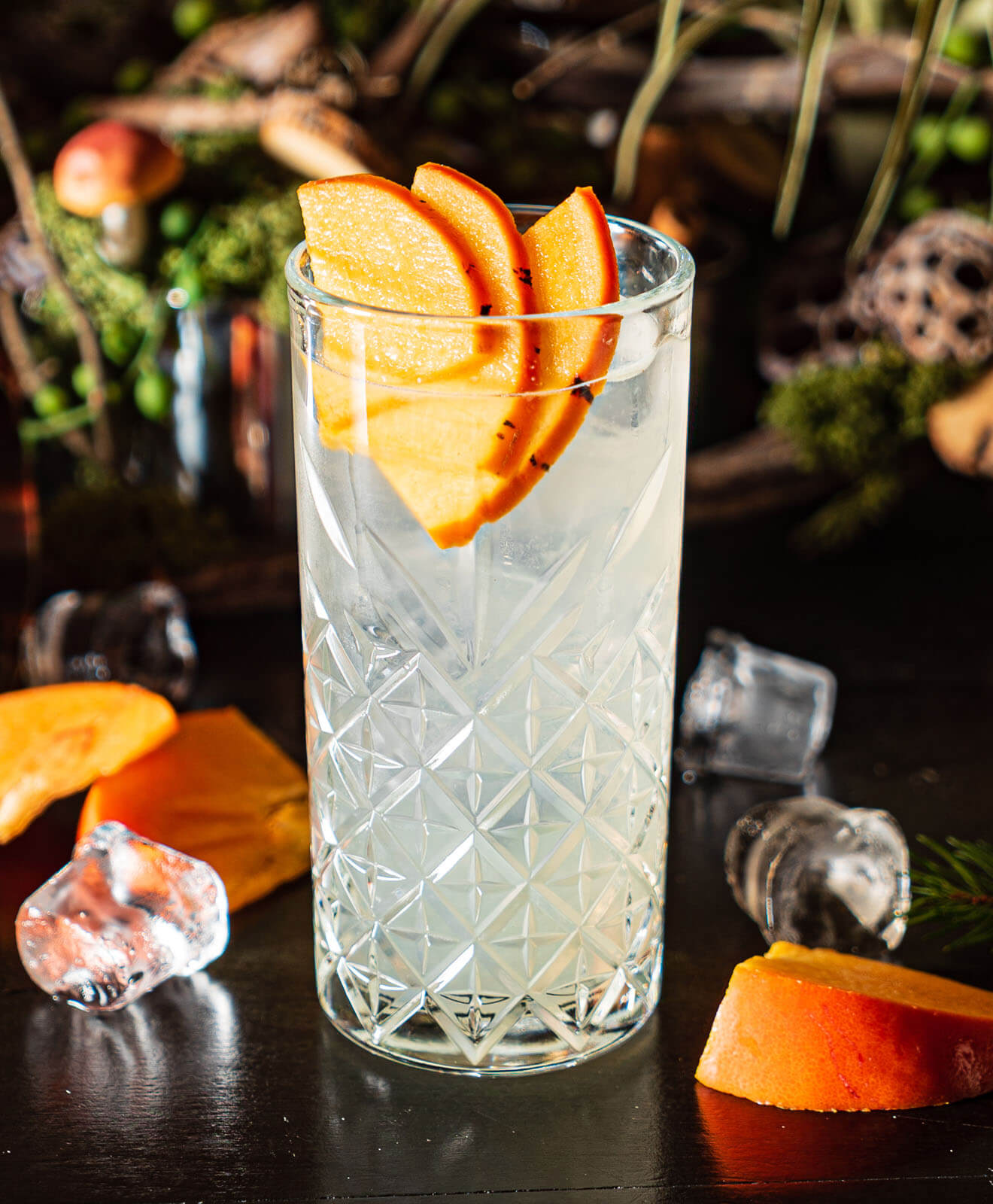 Cocktail with Persimmon garnish