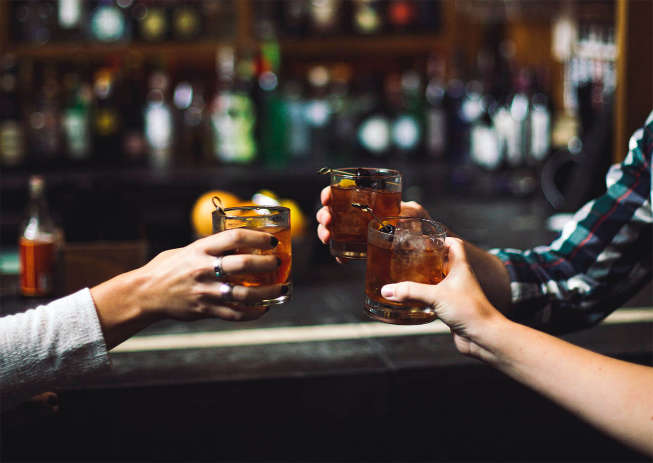 Customers enjoying a round