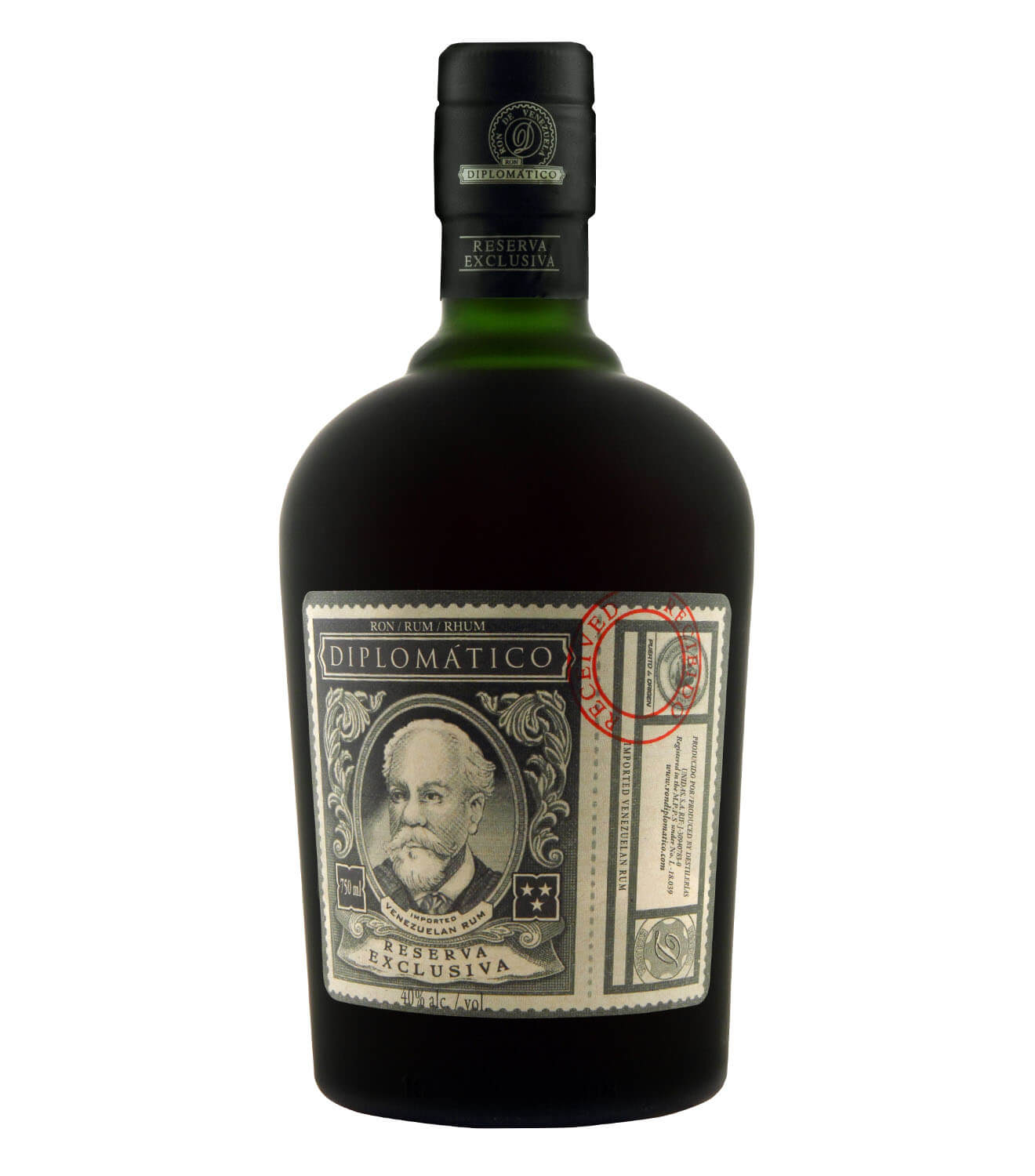 Diplomatico Reserva Exclusiva, bottle on white
