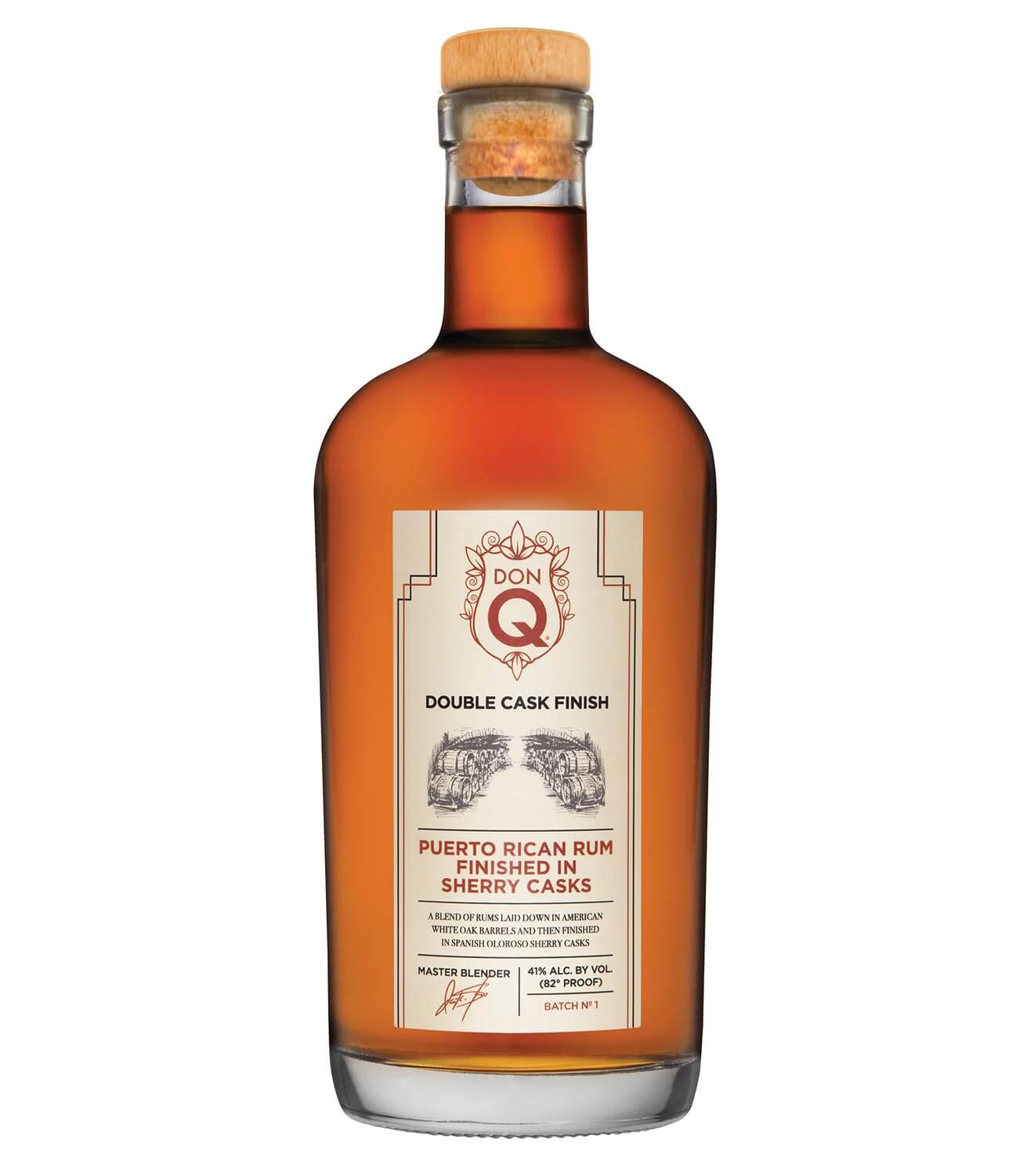 Don Q Double Aged Sherry Cask Finish Rum, bottle on white