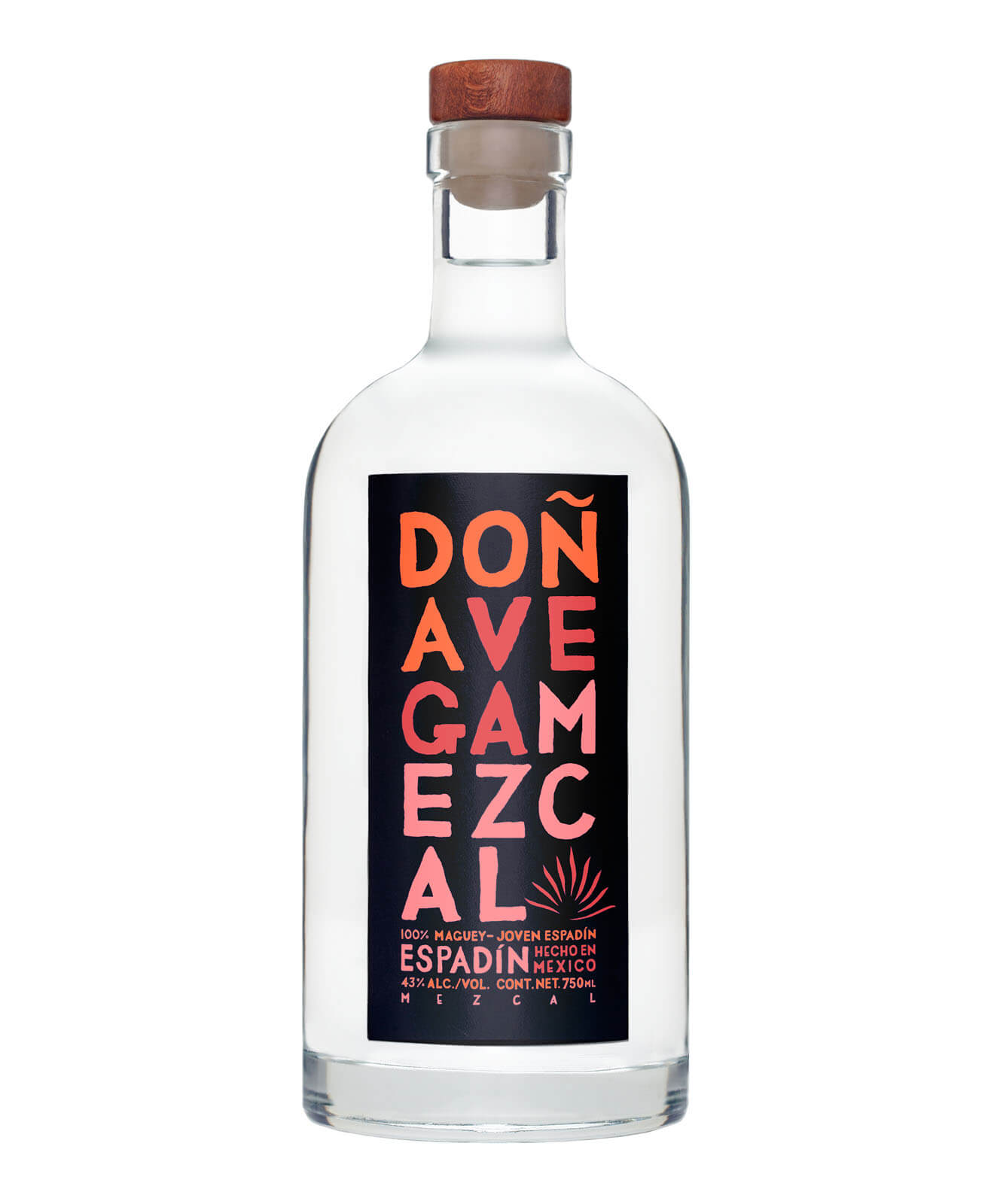 Doña Vega Espadîn Mezcal, bottle on white