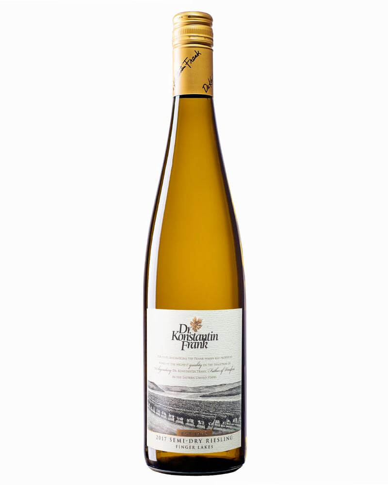 Dr. Konstantin Frank Semi-Dry Riesling 2017, bottle on white