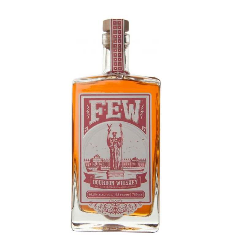 FEW Spirits Bourbon Whiskey, bottle on white