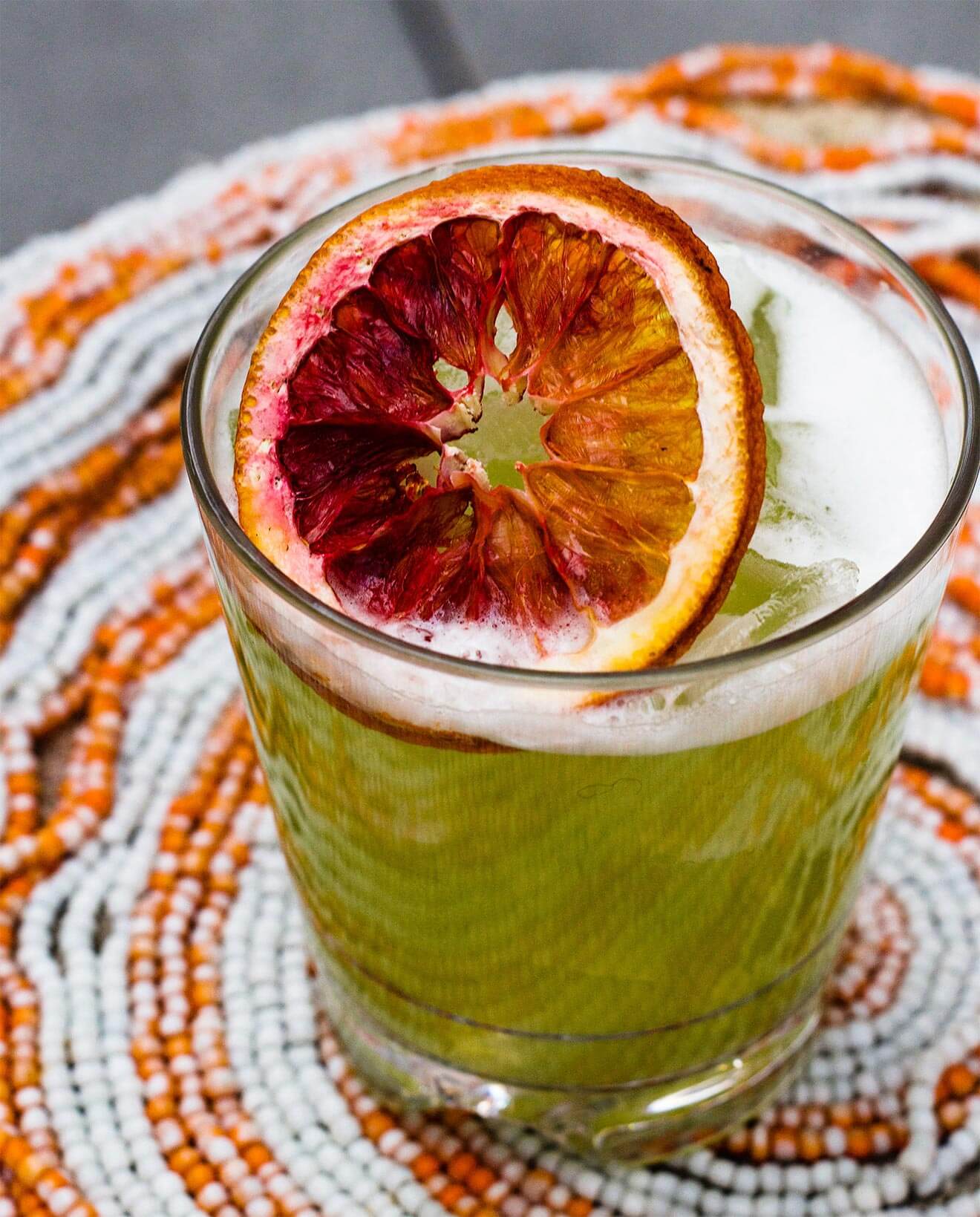 Fired Up Margarita, cocktail with garnish on plate