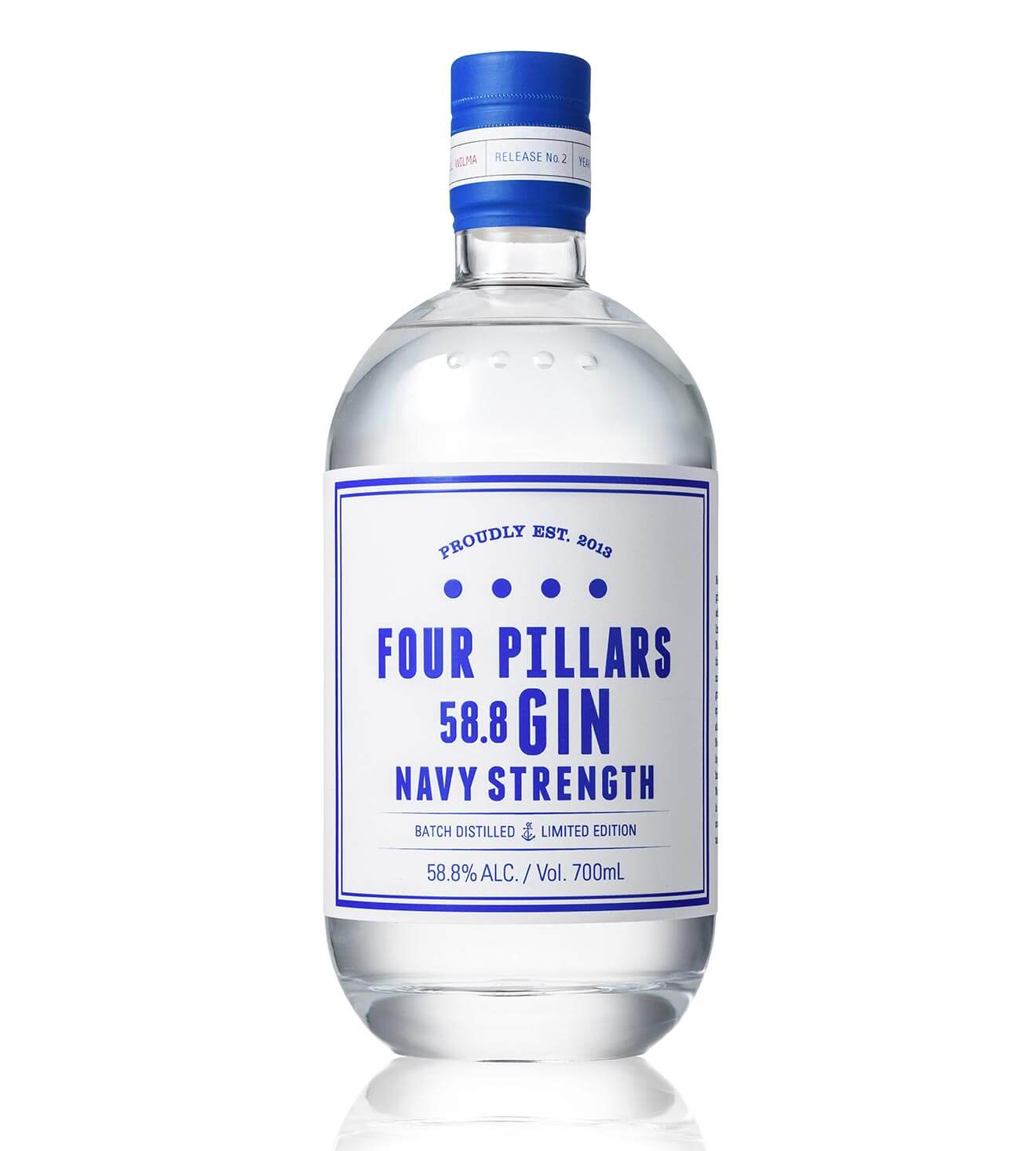 Four Pillars Navy Strength Gin, bottle on white