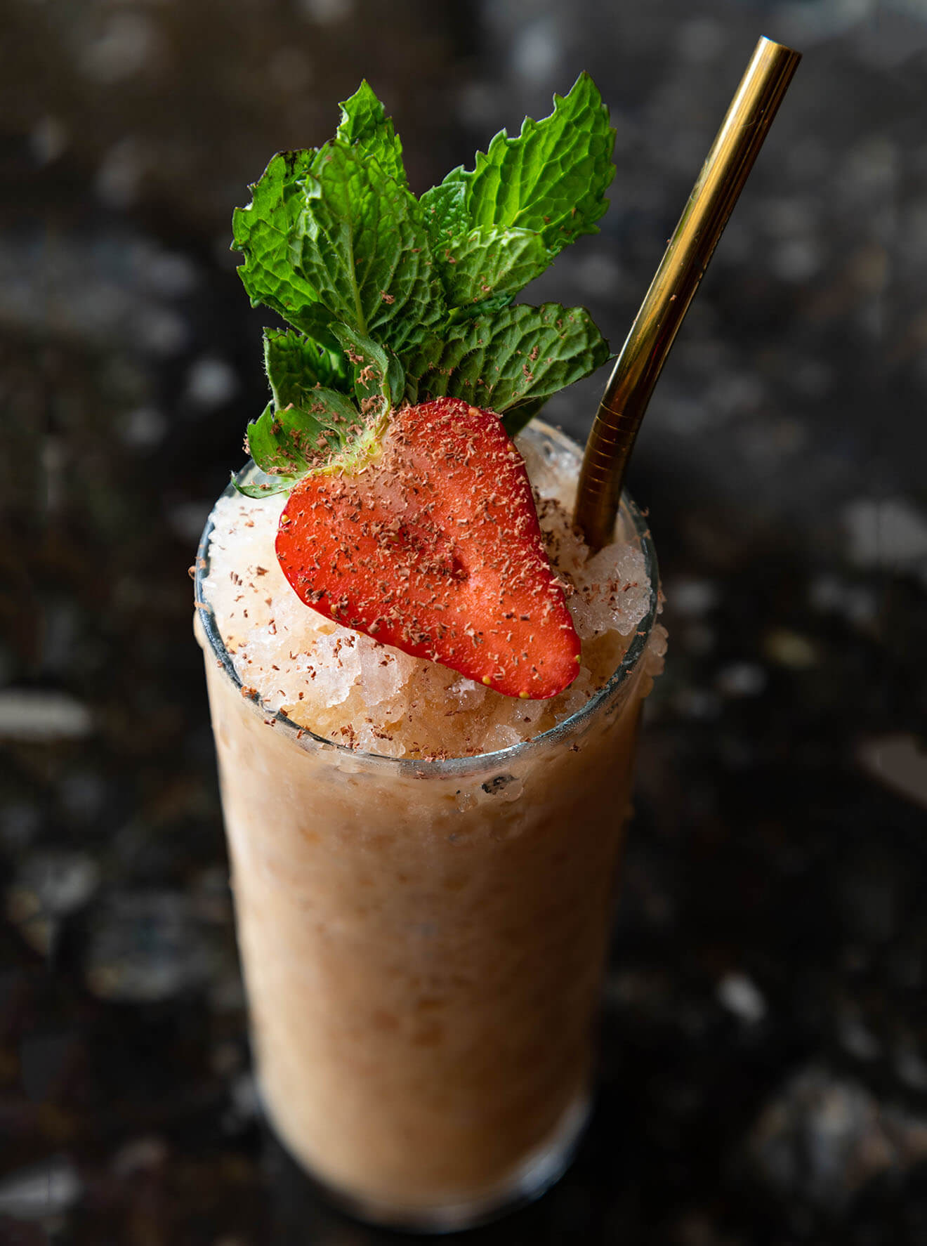 Fragola Colada at Arnaud's, cocktail with strawberry and herb