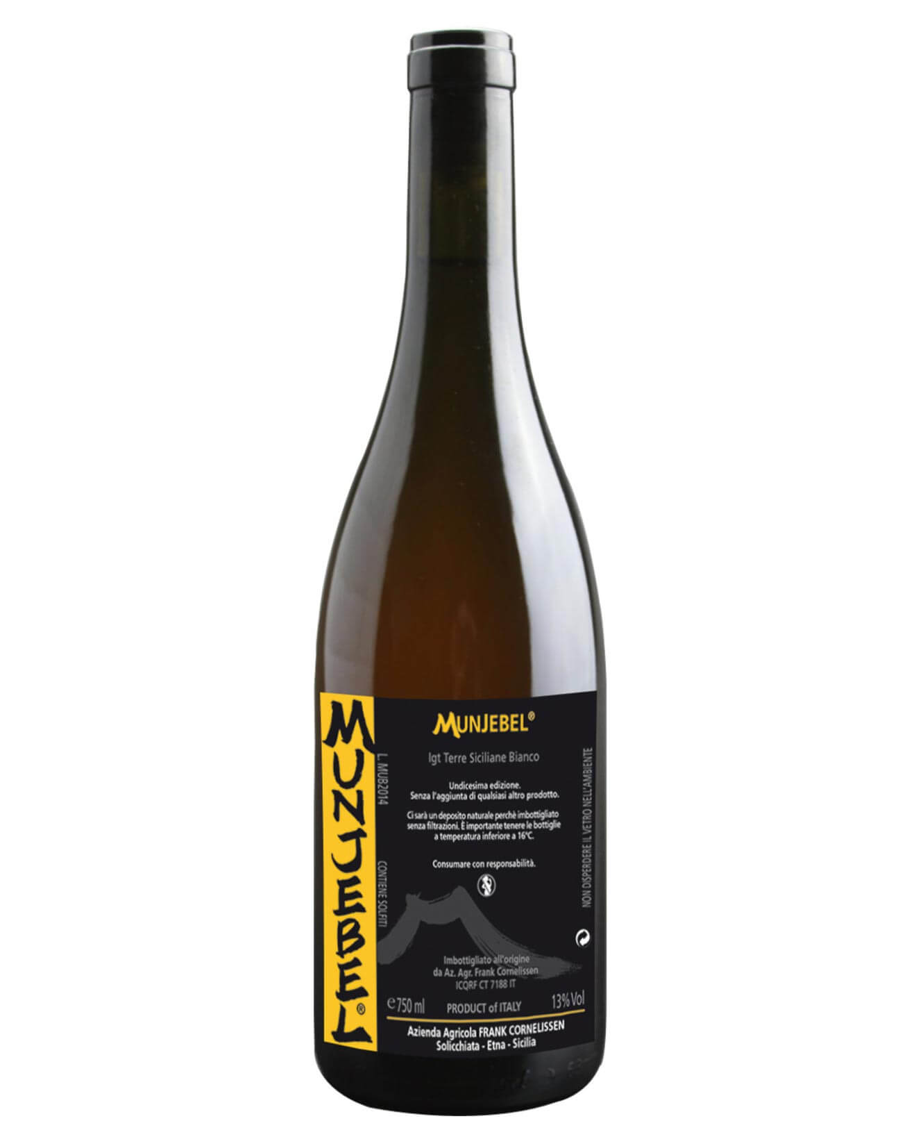 Frank Cornelissen Munjebel 2016, bottle on white