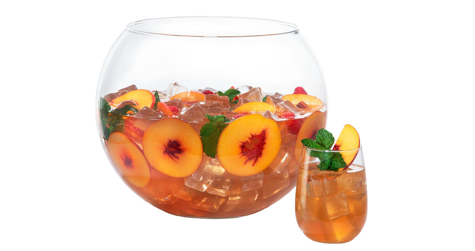 Freedom of Peach, bowl cocktail and glass, featured image