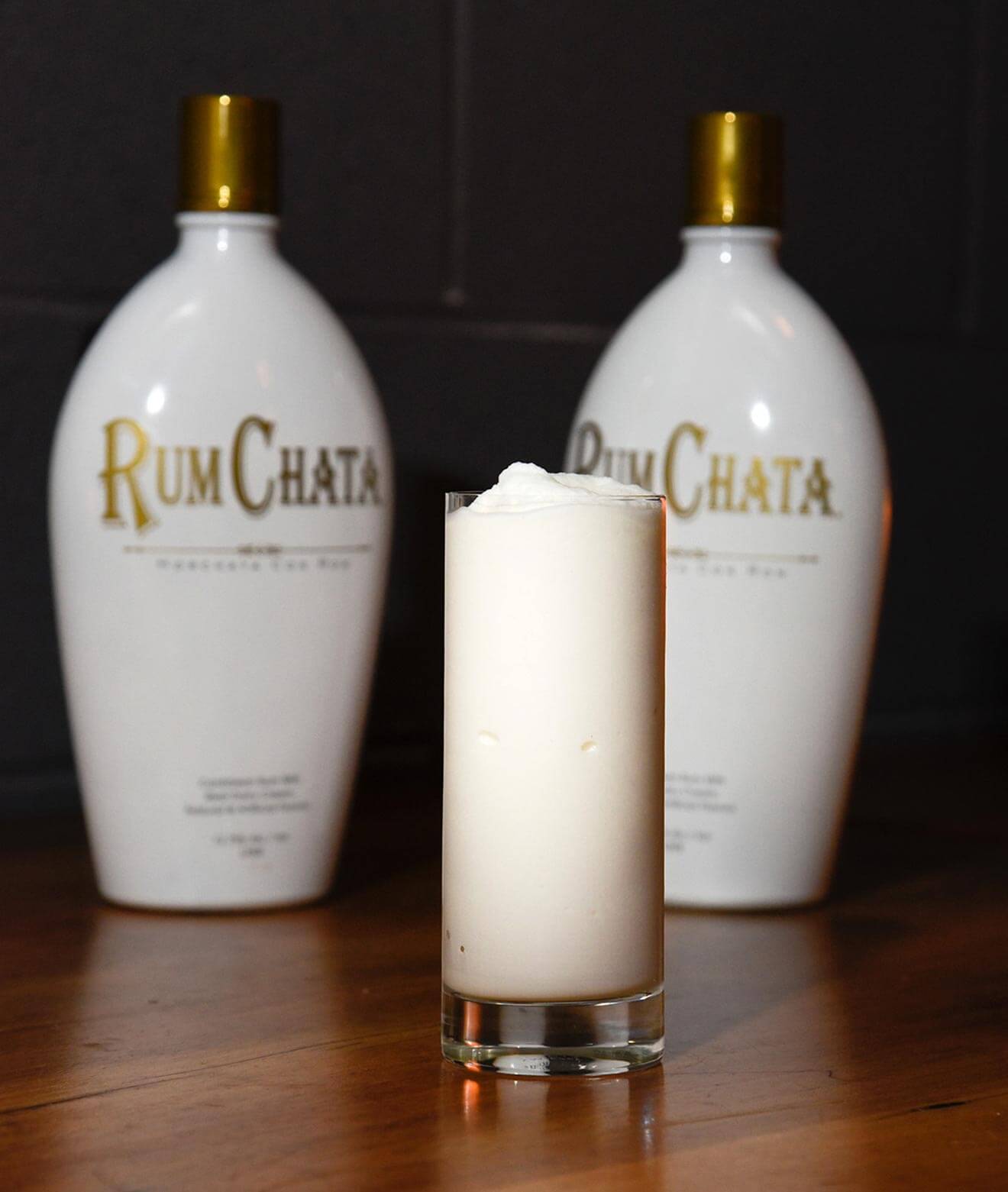 Frozen Lemon Sorbet cocktail with bottles