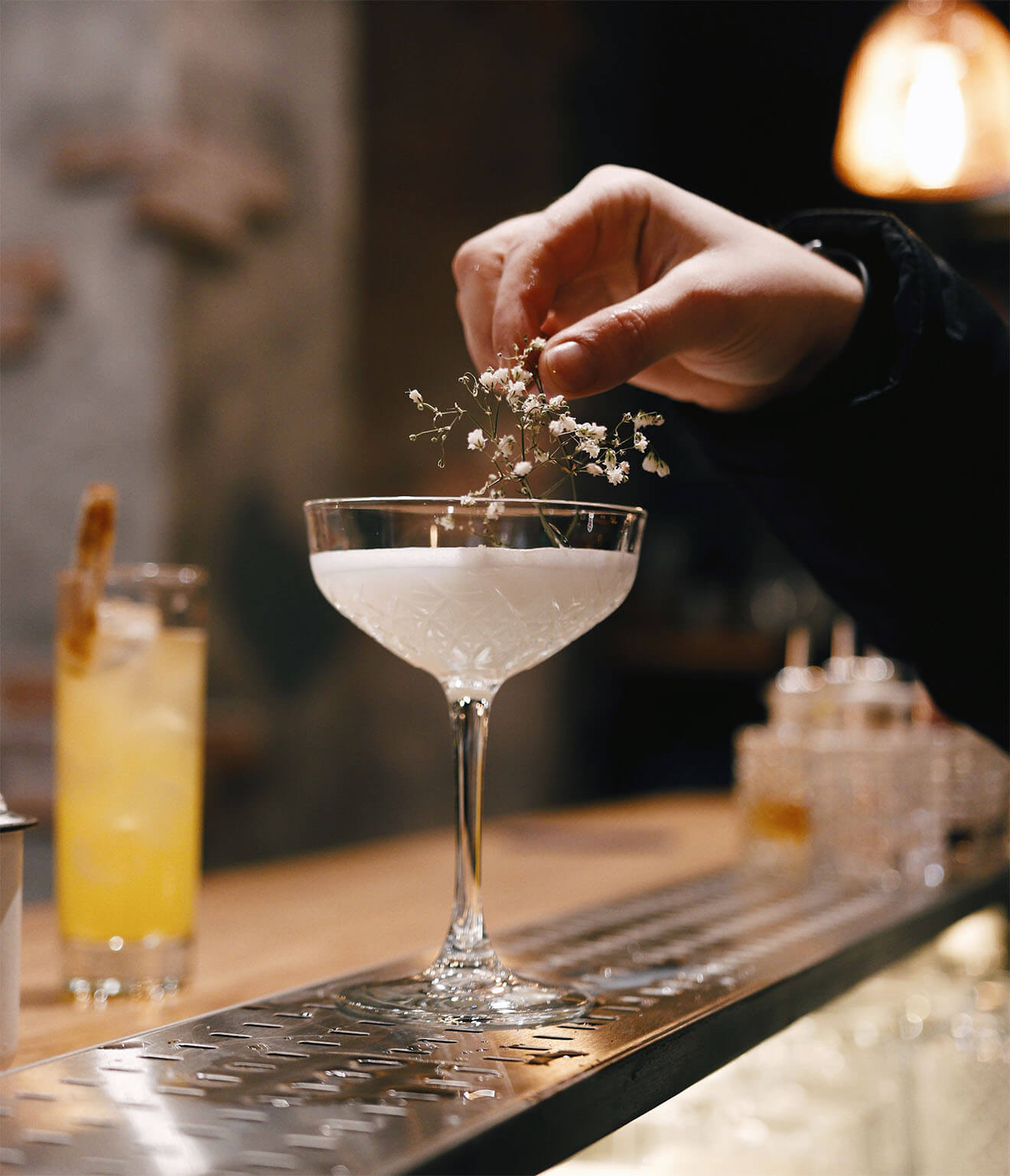 Garnishing a Gin Cocktail