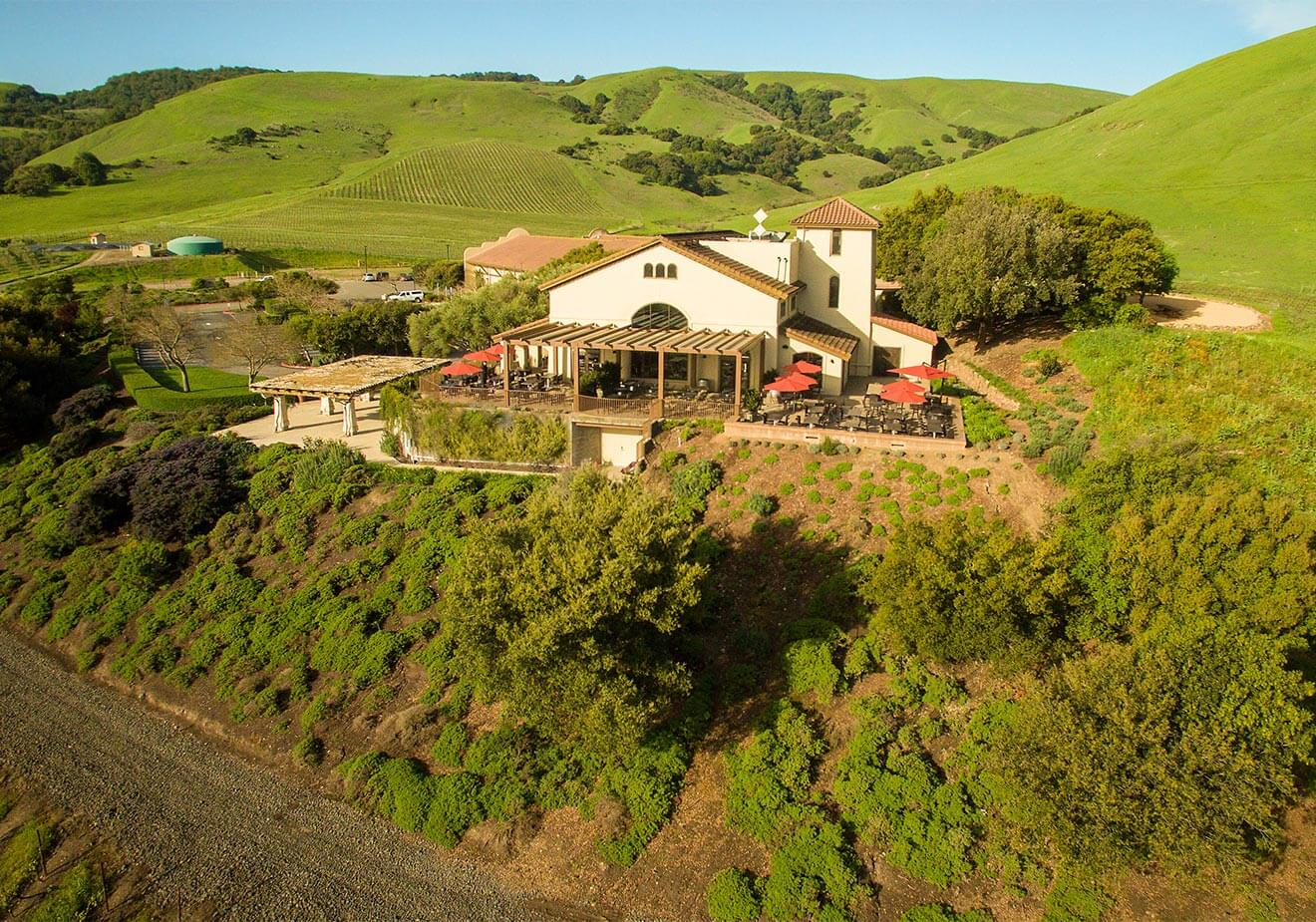 Gloria Ferrer Caves & Vineyards , aerial view