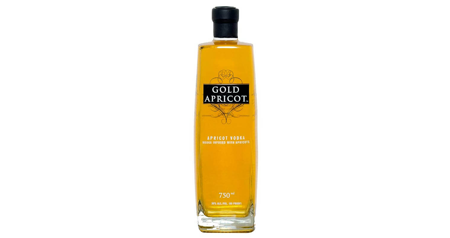 Gold Apricot Vodka, bottle on white, feature imaged