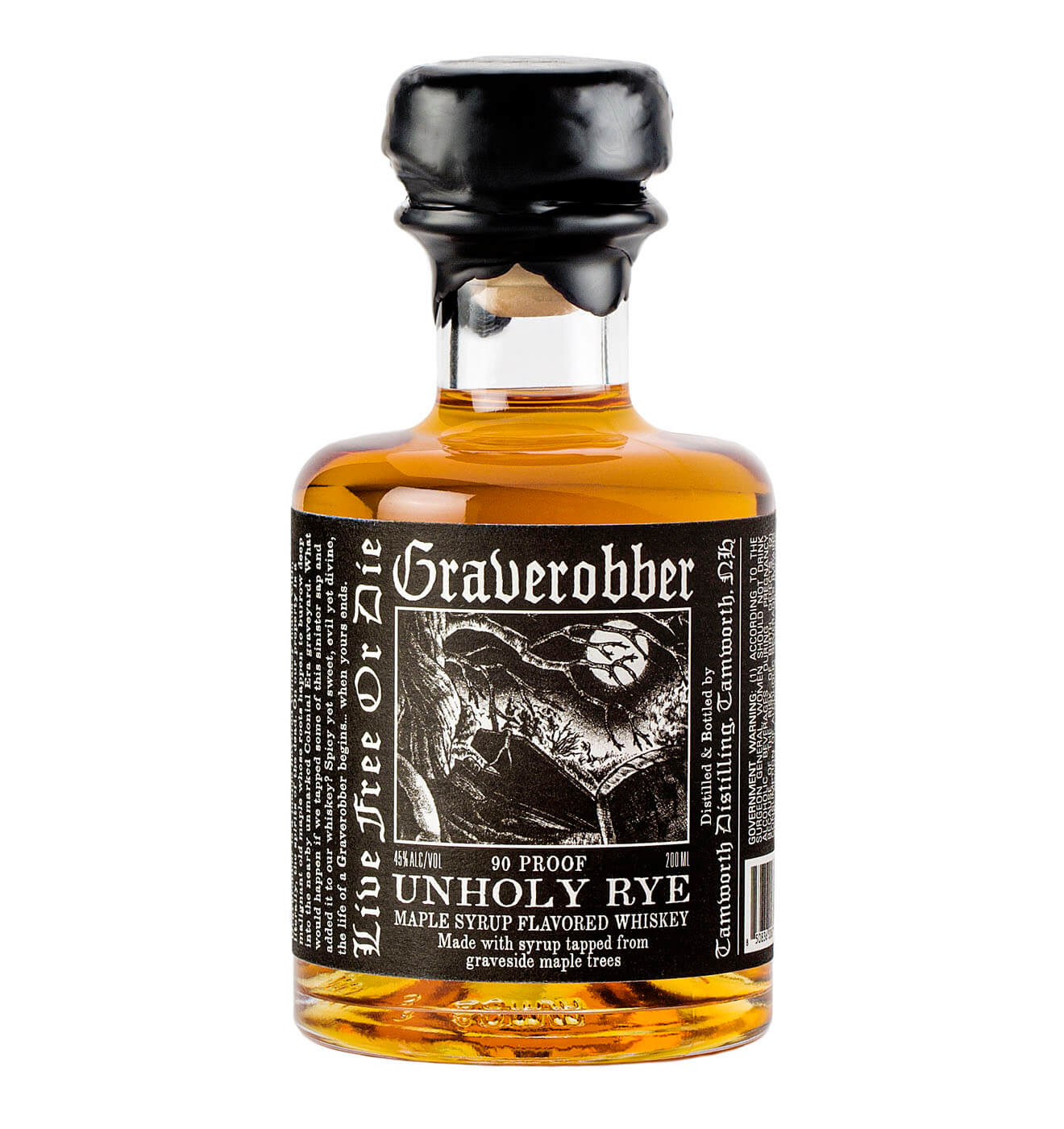 Tamworth Distilling Graverobber Unholy Rye, bottle on white