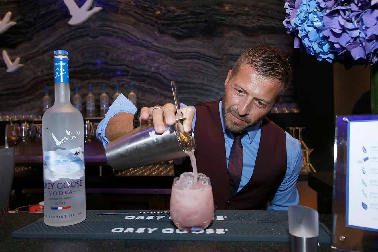 GREY GOOSE’s Guillaume Jubien creating the GREY GOOSE High Five Cocktail at the Body at ESPY’s Pre-Party.