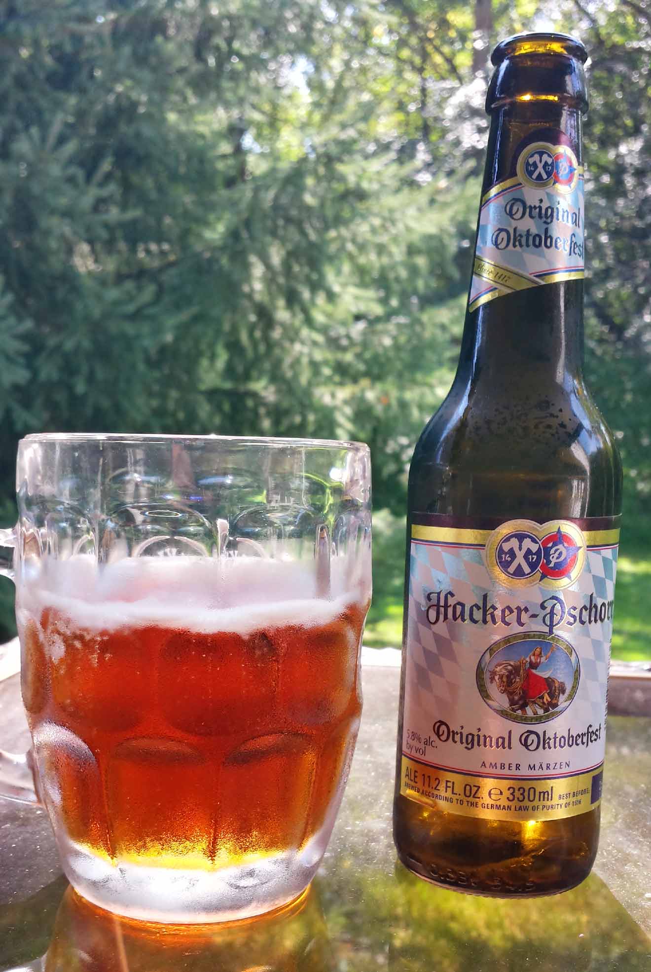 Hacker Pschorr Beer and Glass